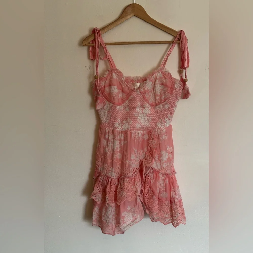 Love Shack Fancy Olani Mini Coral Romance Dress Size Small - Picture 4 of 10